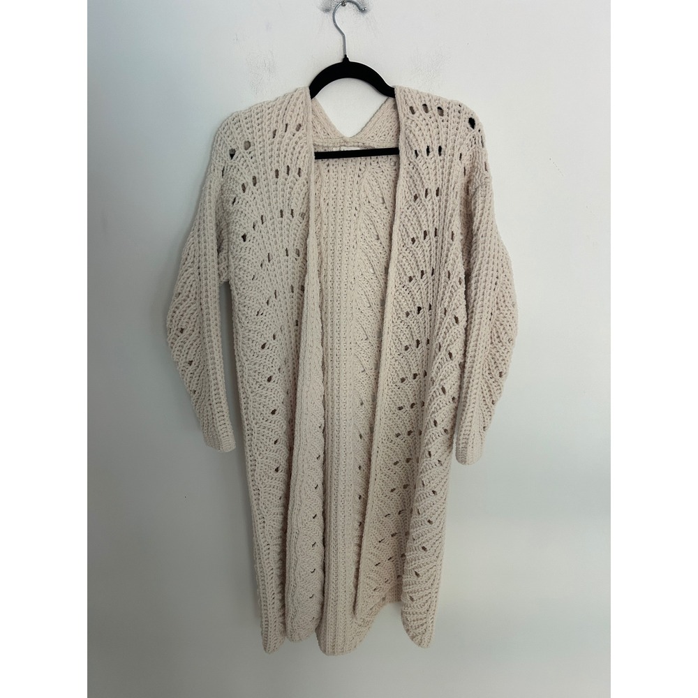 Moon & Madison‎ Cream Chenille Longline Open Front Cardigan Sweater SMC146 Small